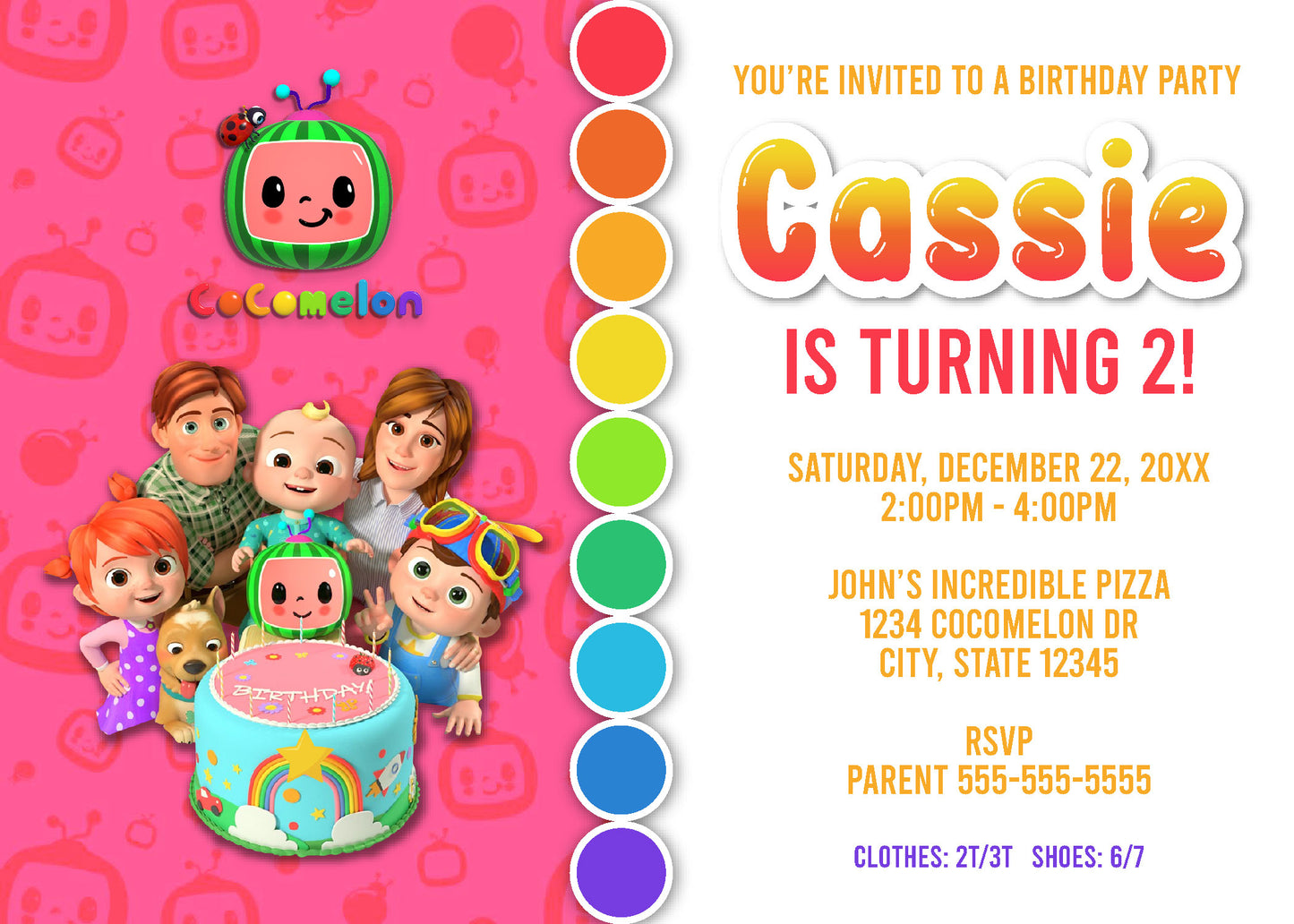 Cocomelon Birthday Invite - Digital Download