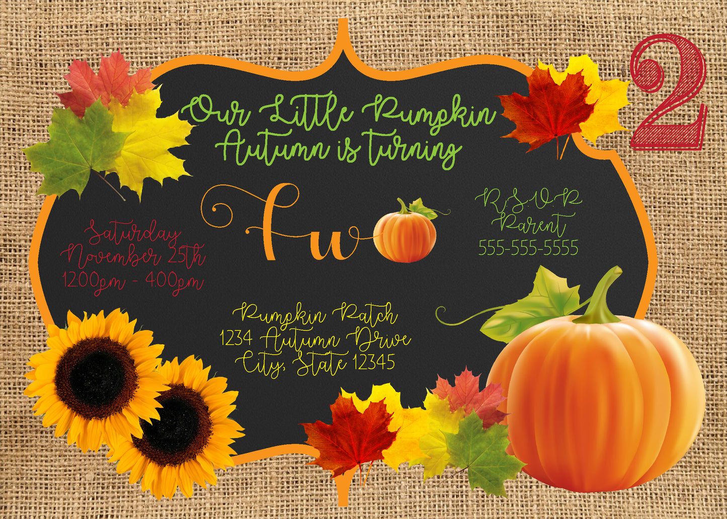 Our Little Pumpkin Birthday Invite - Digital Download