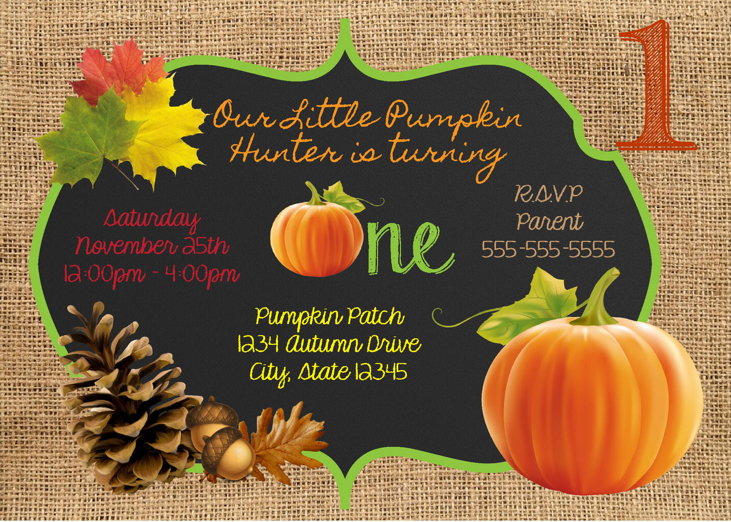Our Little Pumpkin Birthday Invite - Digital Download
