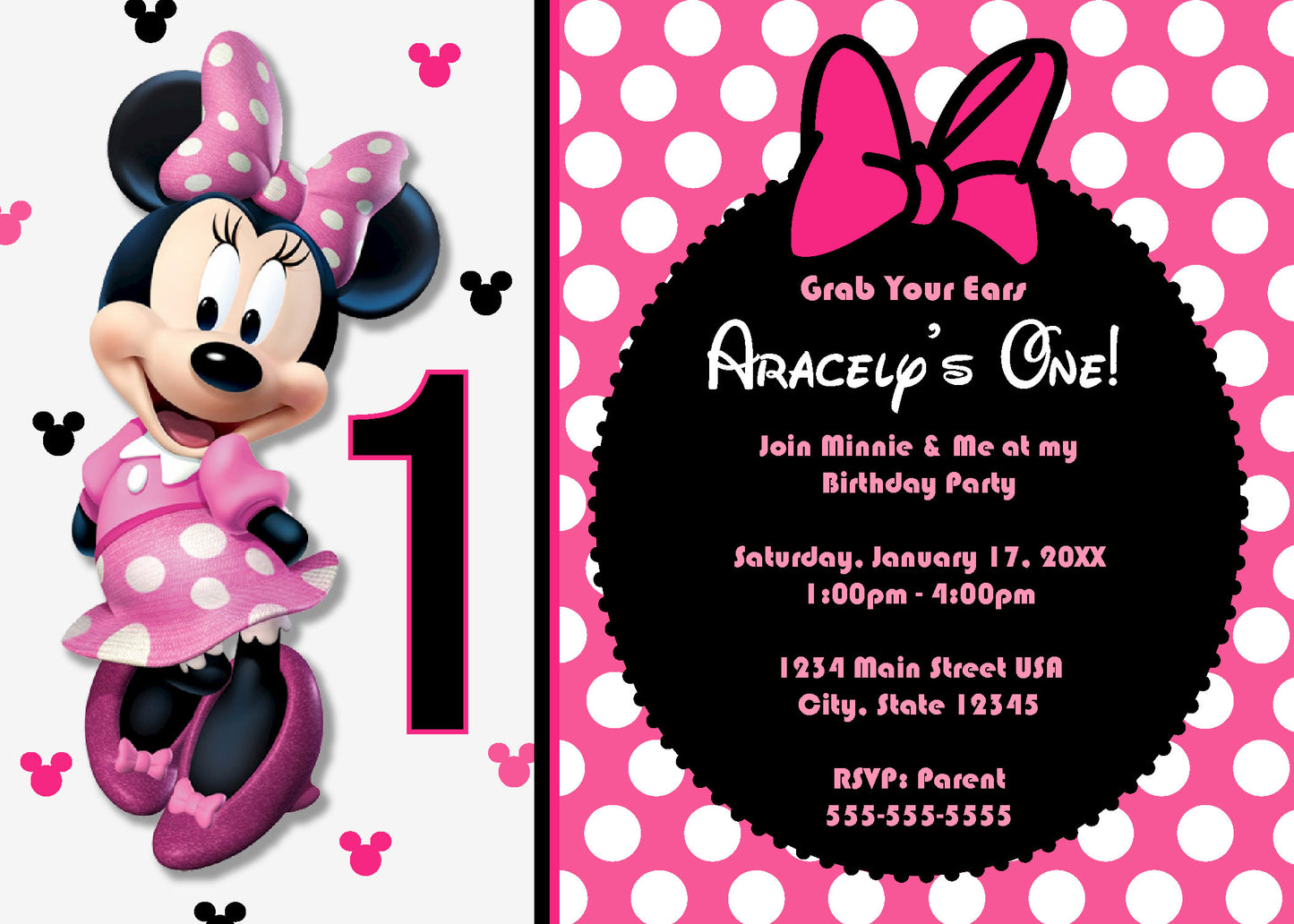 Minnie Mouse Birthday Invite - Digital Download