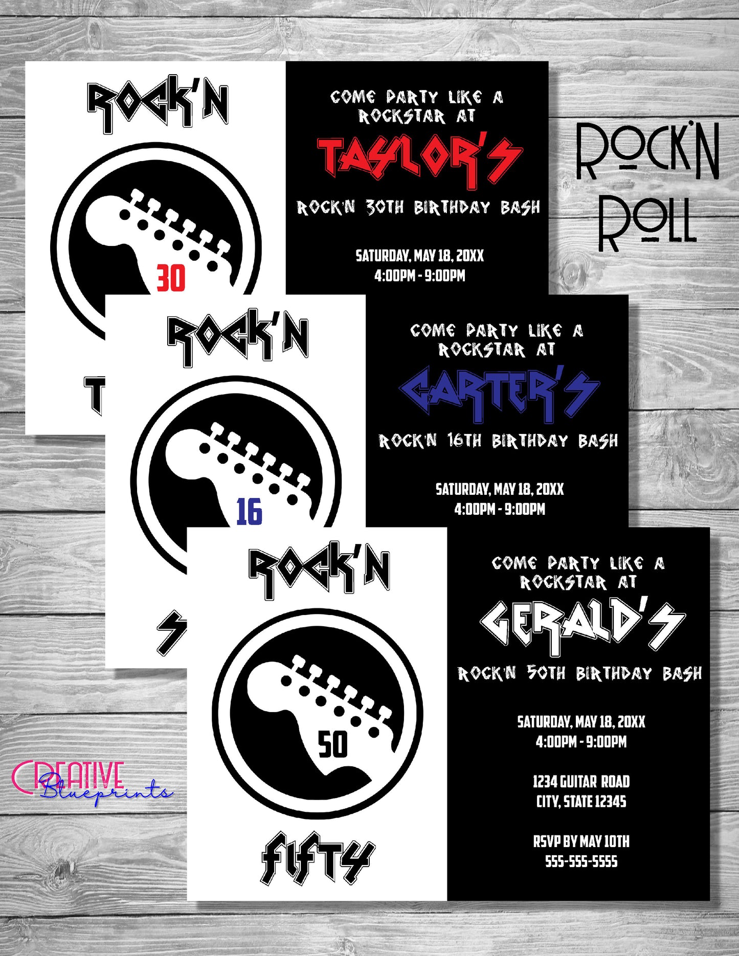 Rock'N Roll Birthday Invite - Digital Download