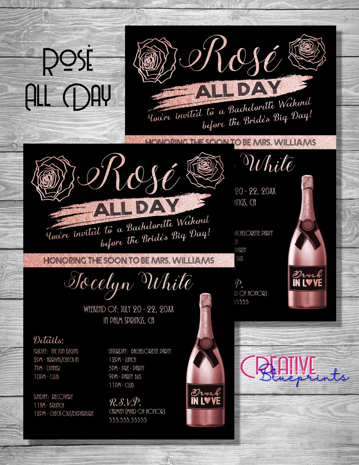 Rosè All Day Rose Gold Theme - Digital Invite