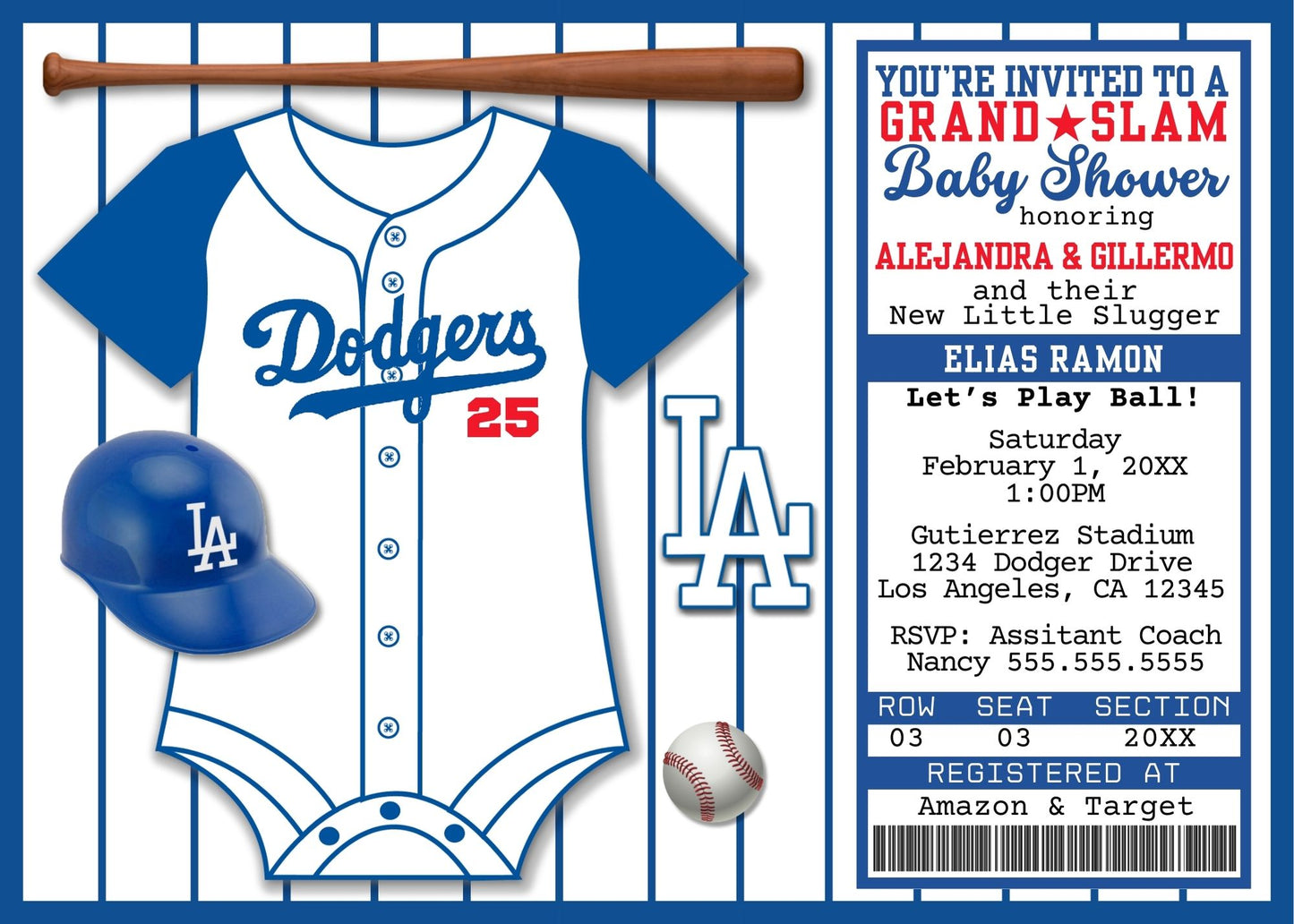 Los Angeles Dodgers Baby Shower Invite - Digital Download