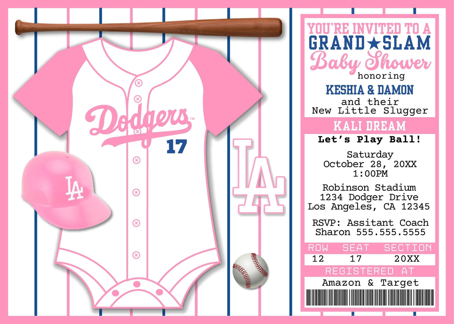 Los Angeles Dodgers Baby Shower Invite - Digital Download
