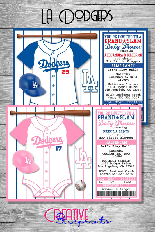 Los Angeles Dodgers Baby Shower Invite - Digital Download
