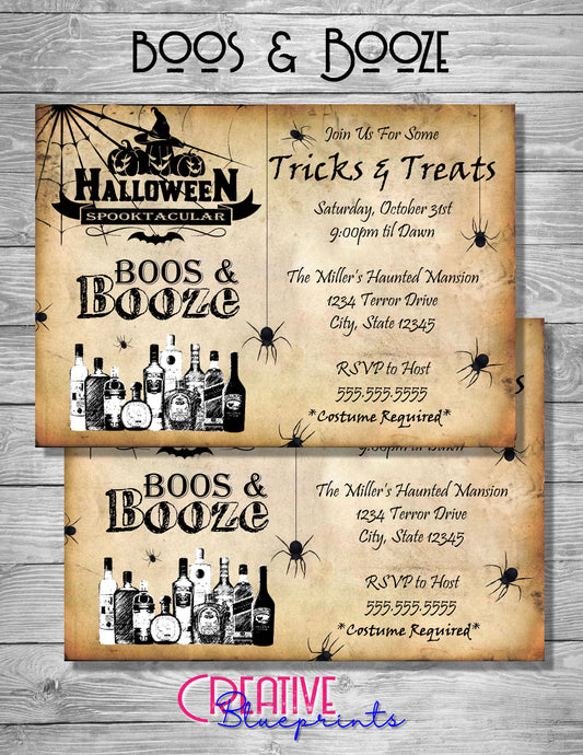 Boos & Booze Halloween Party Invite - Digital Download