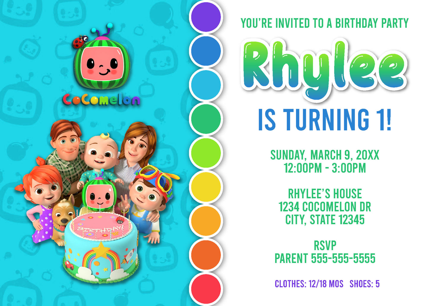 Cocomelon Birthday Invite - Digital Download