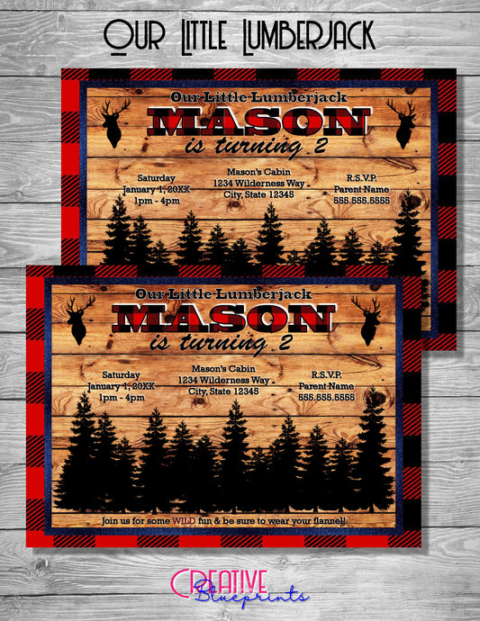 Our Little Lumberjack Birthday Invite - Digital Download