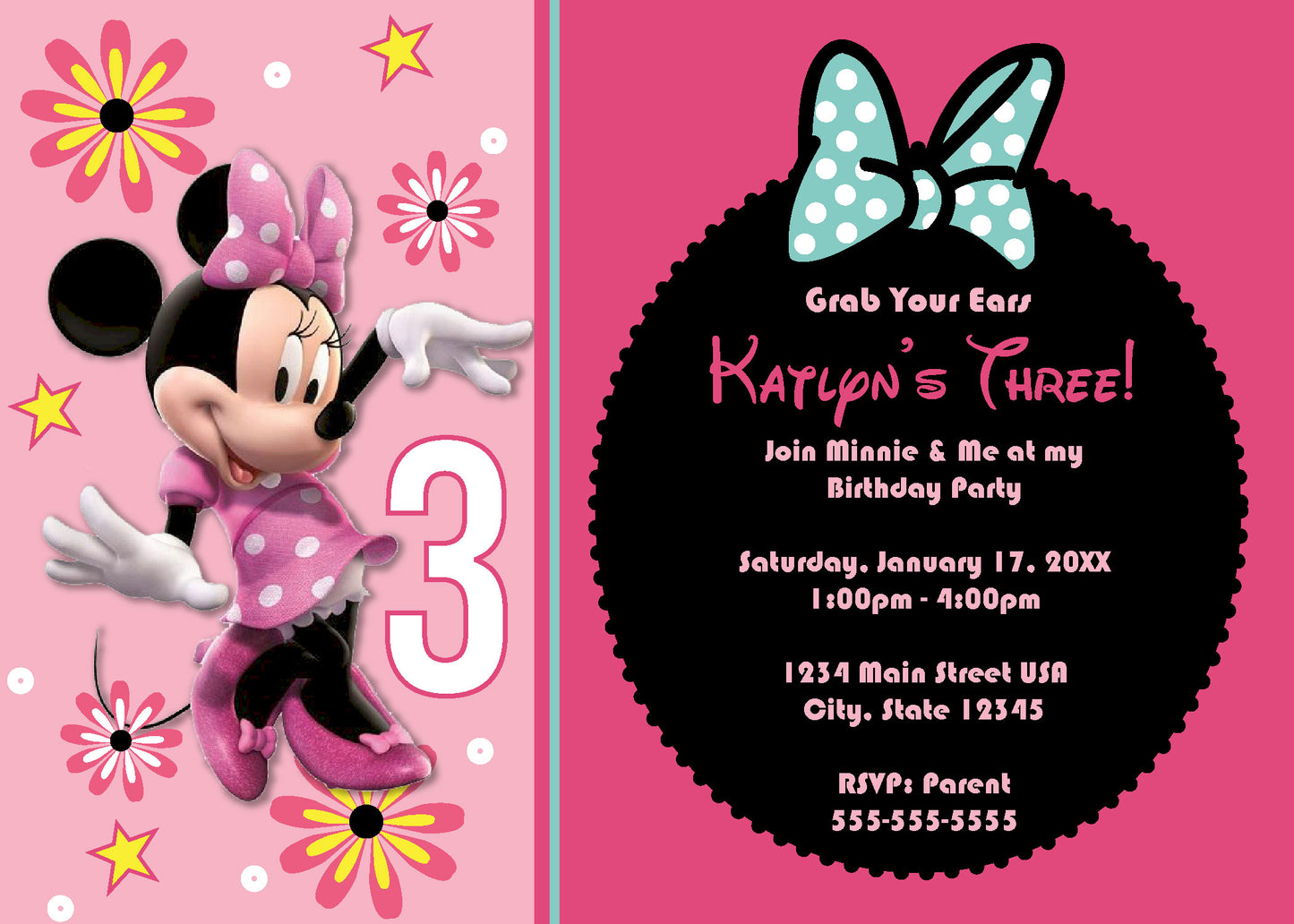 Minnie Mouse Birthday Invite - Digital Download