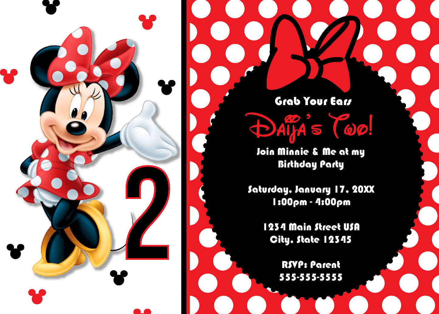 Minnie Mouse Birthday Invite - Digital Download